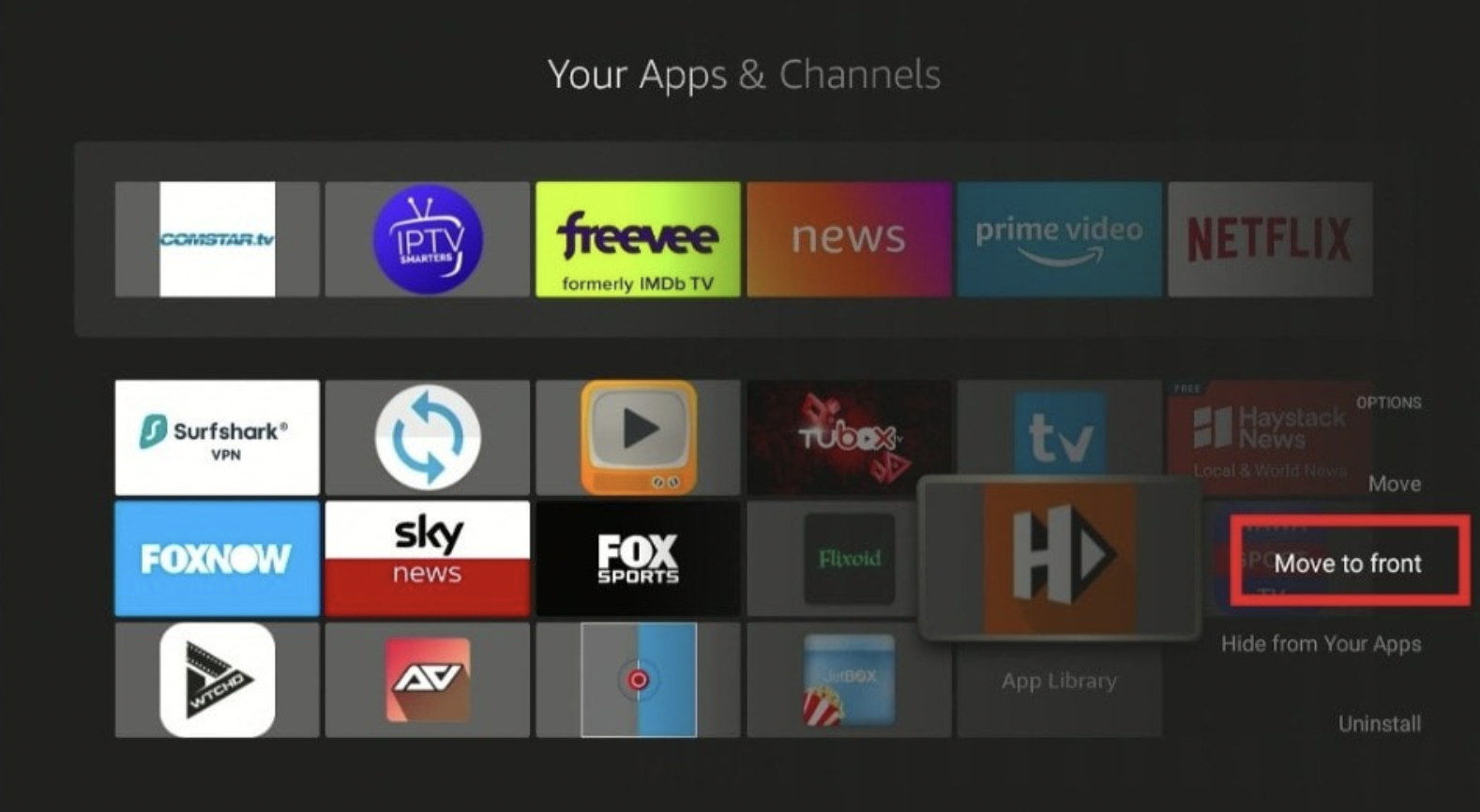 HDO Box App Under Apps Section on FireStick